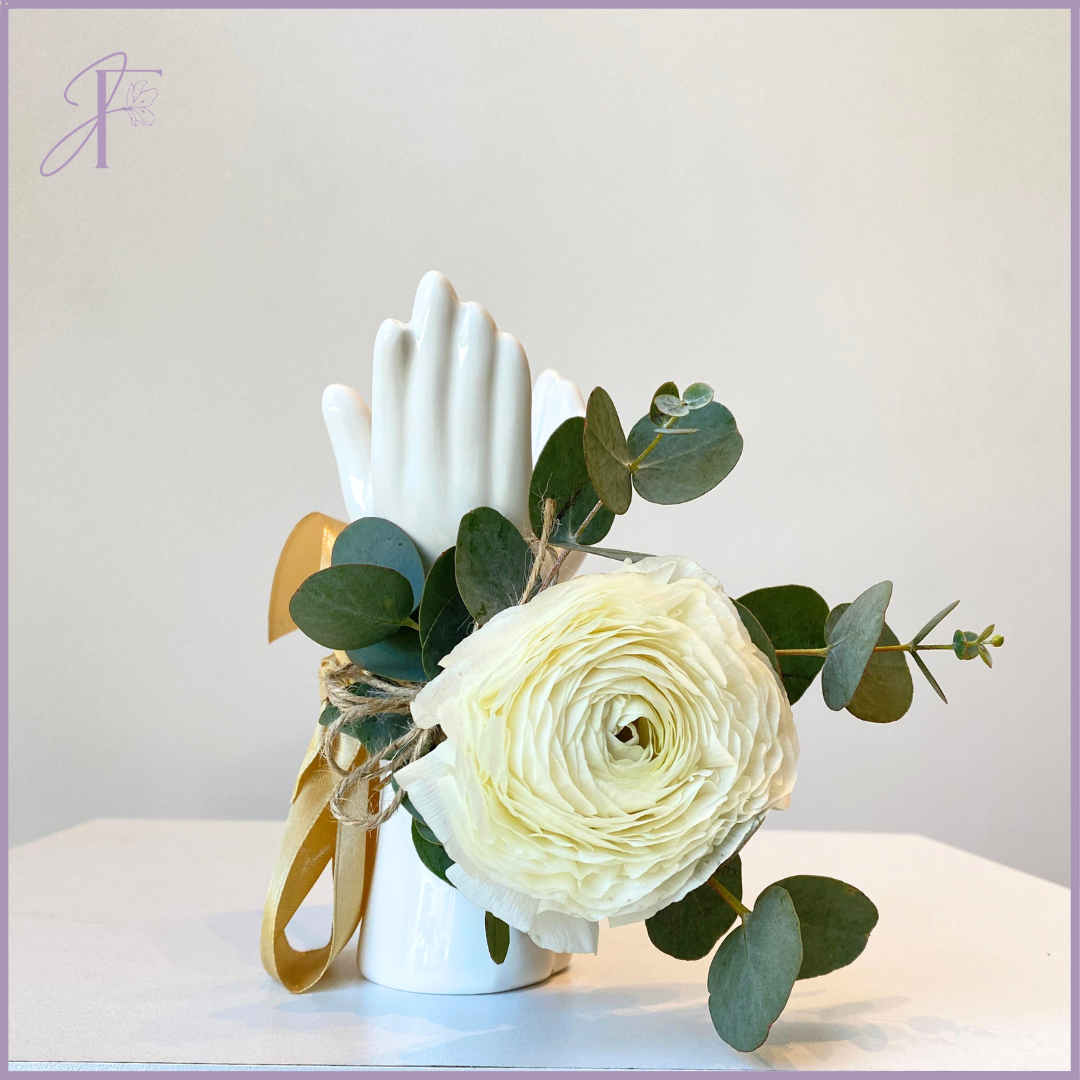 Ivory Whisper Wristlet - Elegant Ranunculus Occasion Bracelet
