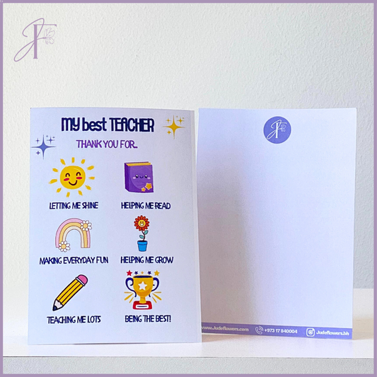 Jude's Best Teacher Gratitude Card – gift accessories, delivered in Bahrain