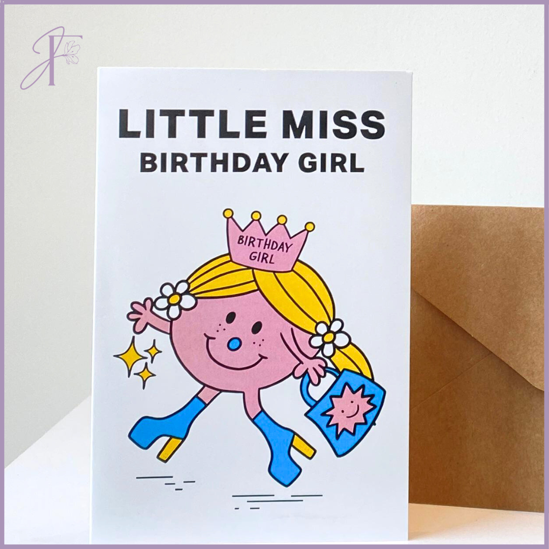 Little Miss Birthday Girl Greeting Card - Fun & Festive