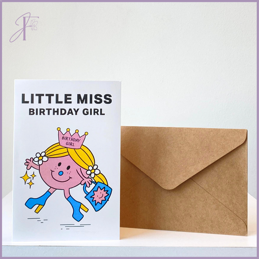 Little Miss Birthday Girl Greeting Card - Fun & Festive – gift accessories, delivered in Bahrain