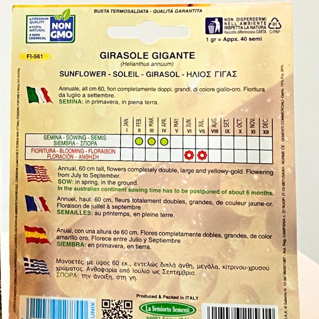 Plant Your Garden: Non-GMO Giant Sunflower Seeds