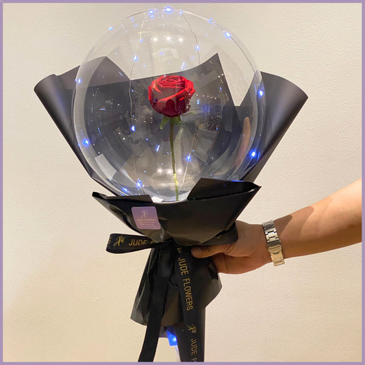 Luminous Rose Bobo Balloon - Magical Single Red Rose Gift – gift accessories, delivered in Bahrain