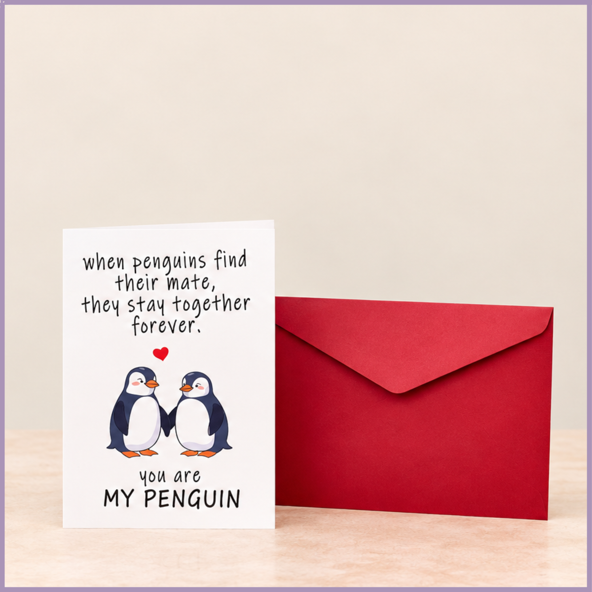 My Penguin 15 × 10 cm romantic greeting card with two penguins – Jude Flowers Bahrain
