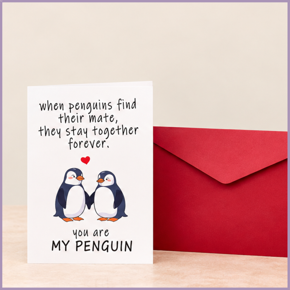My Penguin 15 × 10 cm romantic greeting card with two penguins – Jude Flowers Bahrain