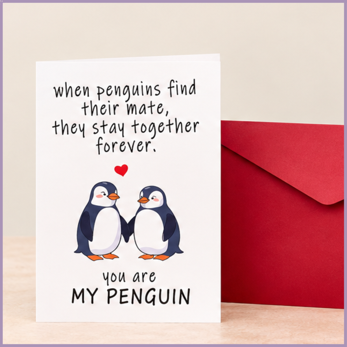 My Penguin 15 × 10 cm romantic greeting card with two penguins – Jude Flowers Bahrain