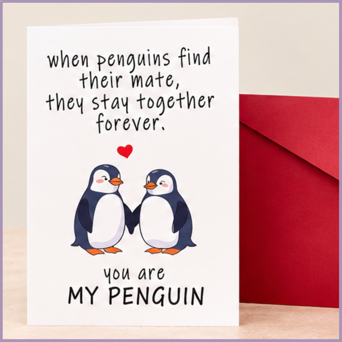 My Penguin 15 × 10 cm romantic greeting card with two penguins – Jude Flowers Bahrain