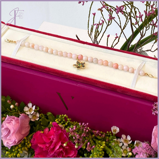 Perwinkle Blossom: Pink Opal & Peridot Floral Tray