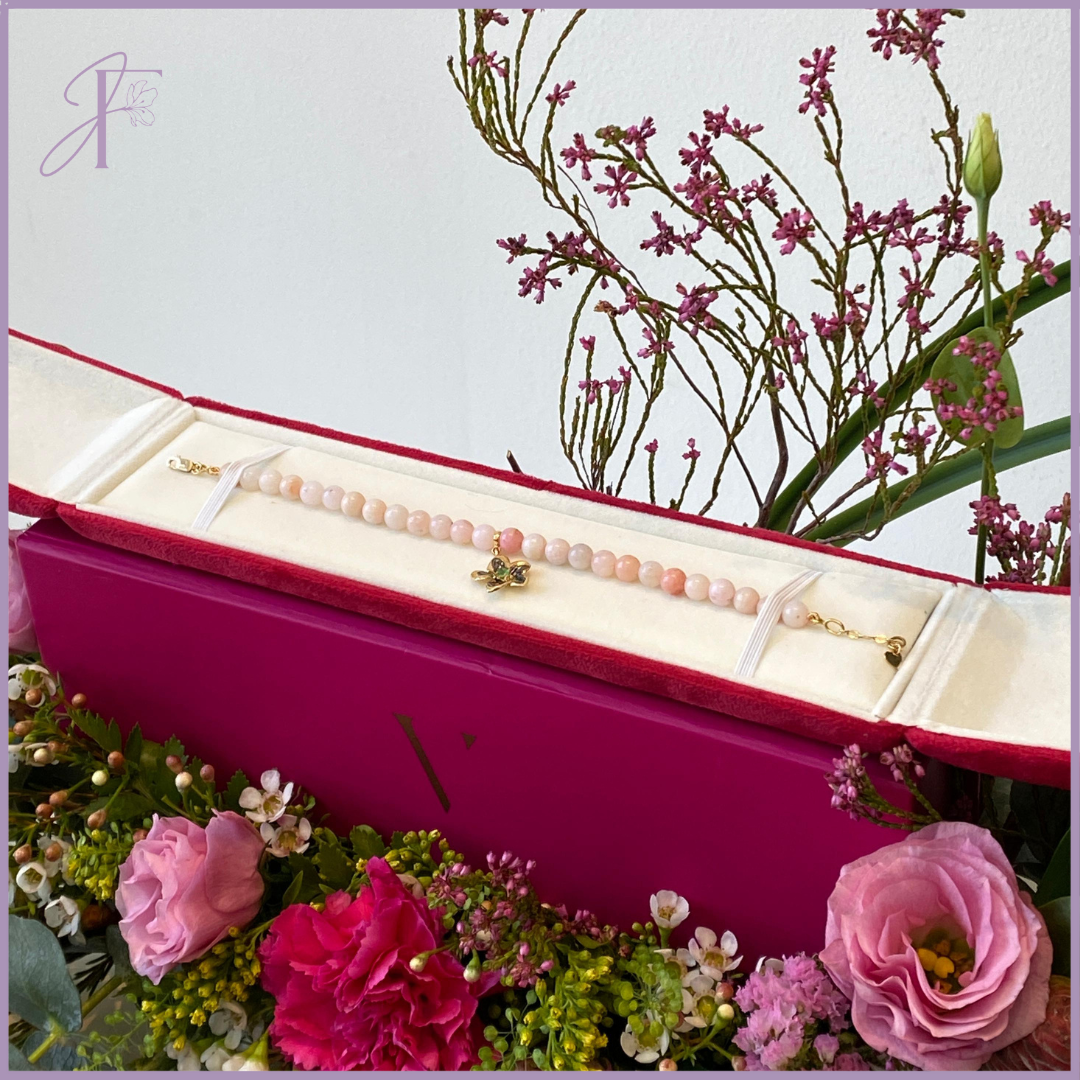Perwinkle Blossom: Pink Opal & Peridot Floral Tray
