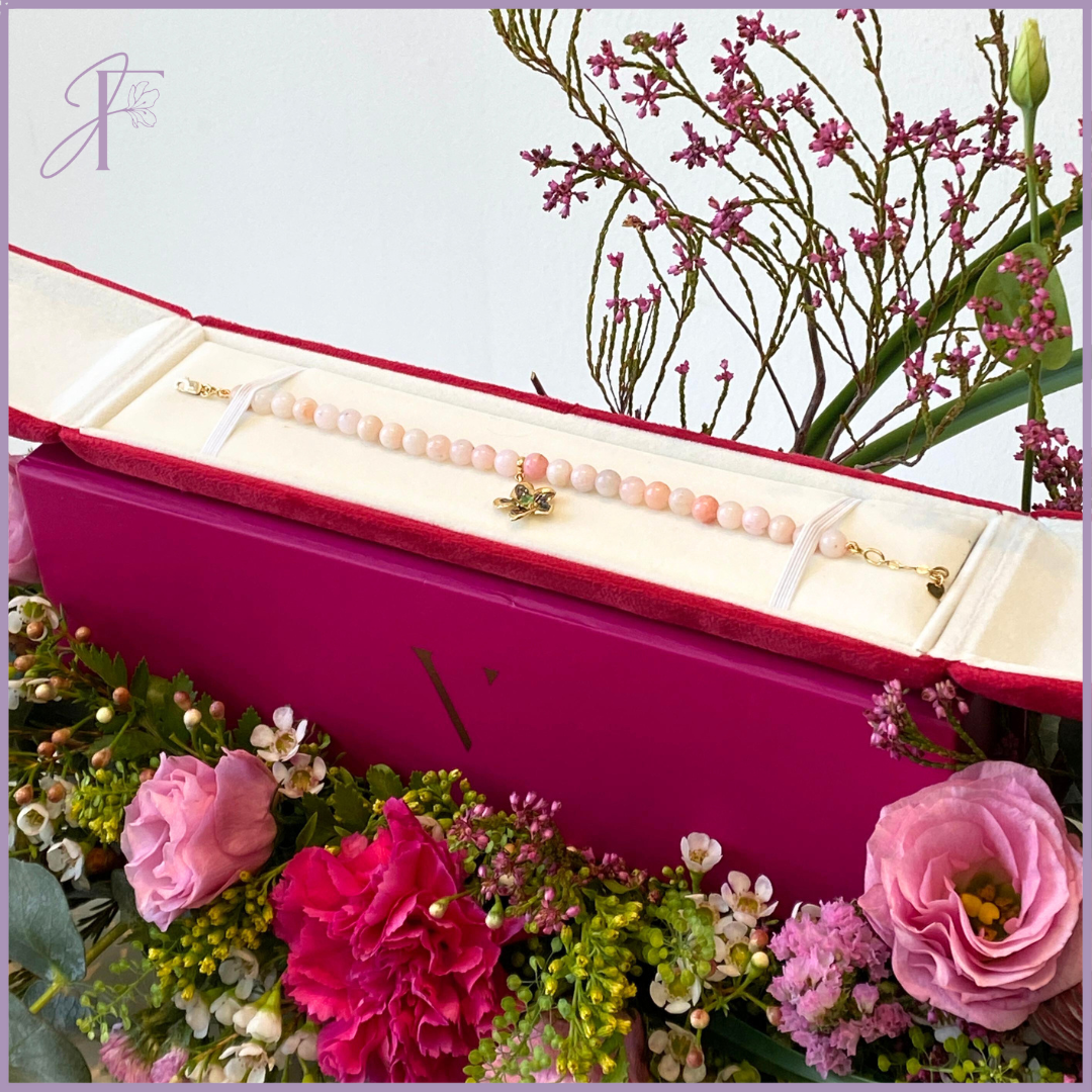 Perwinkle Blossom: Pink Opal & Peridot Floral Tray