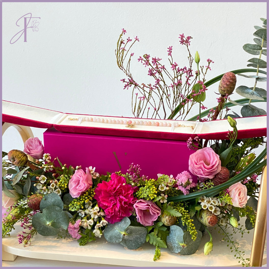 Perwinkle Blossom: Pink Opal & Peridot Floral Tray