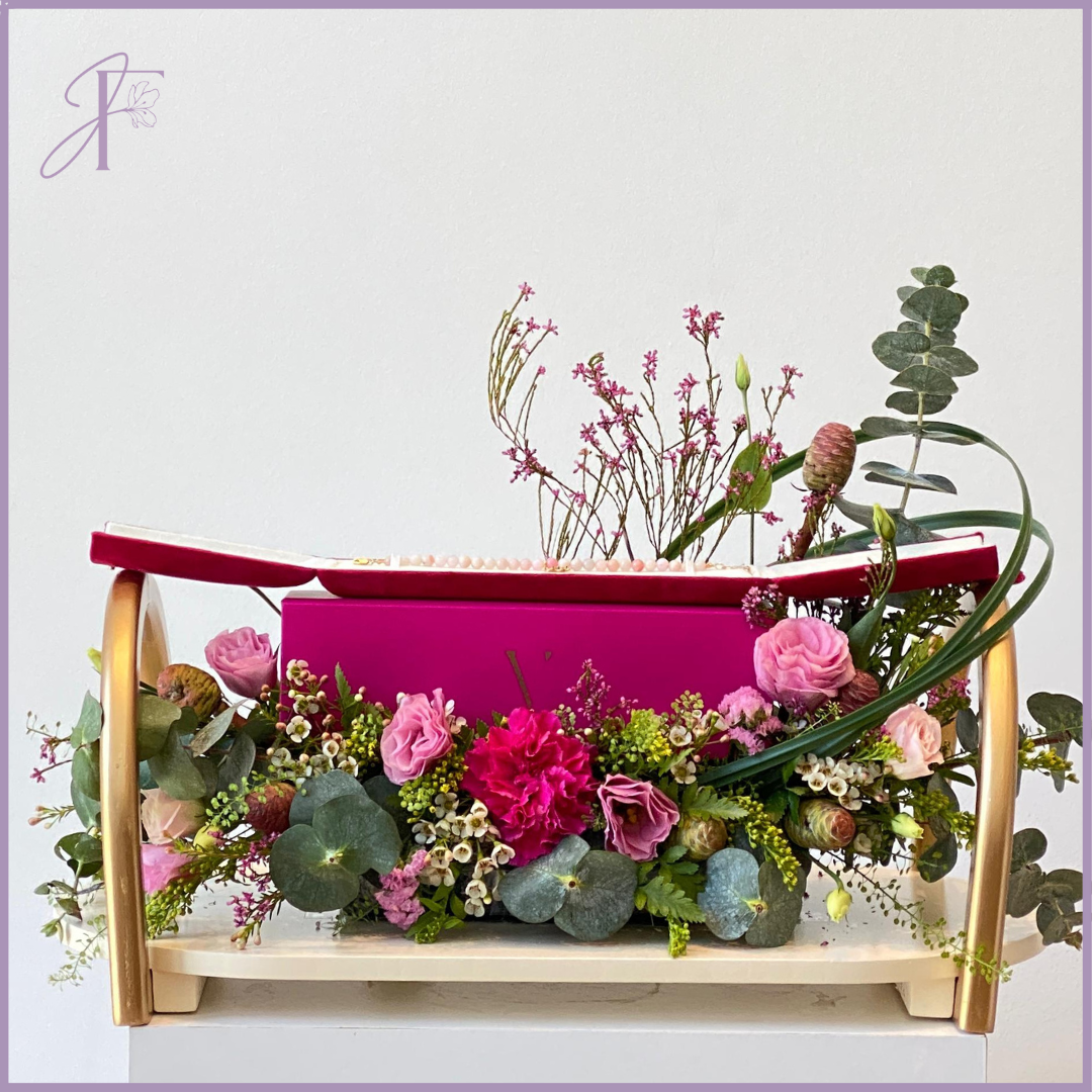 Perwinkle Blossom: Pink Opal & Peridot Floral Tray