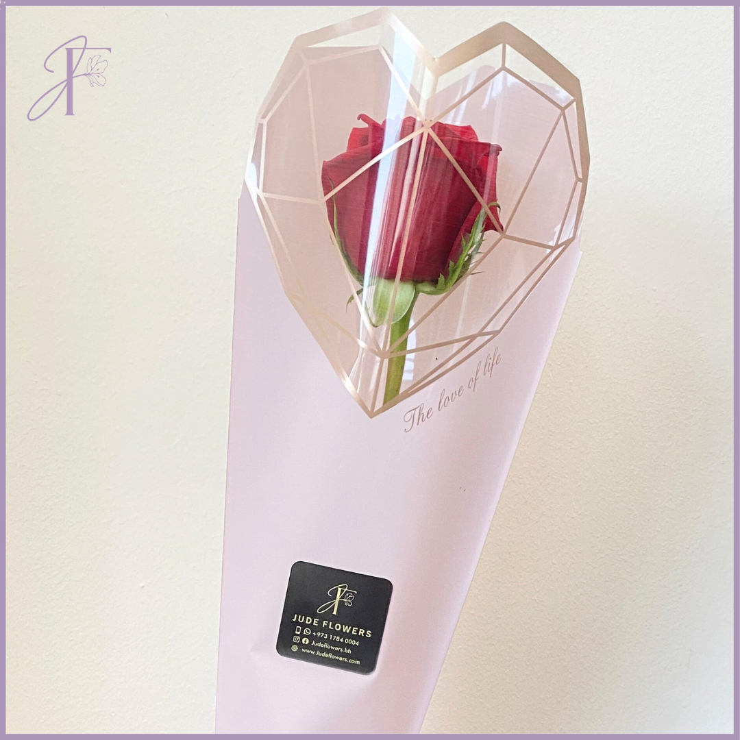 Single Stem Red Rose - Classic Symbol of Love (Wrapped with Ribbon)