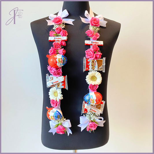 Pink Roses & Chocolate Floral Necklace - A Sweet Delight