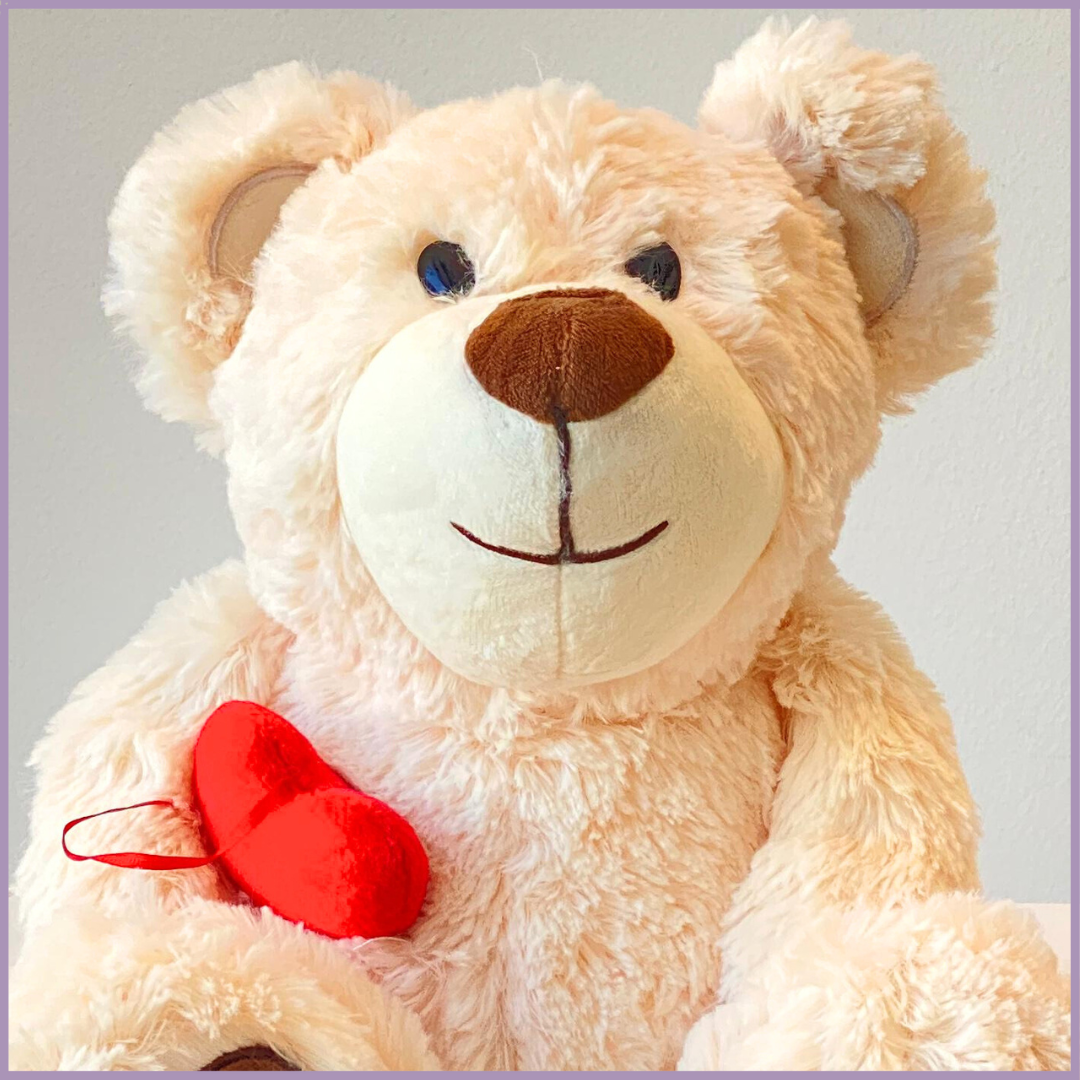Sweet Cream White Teddy Bear with Heart in Pocket