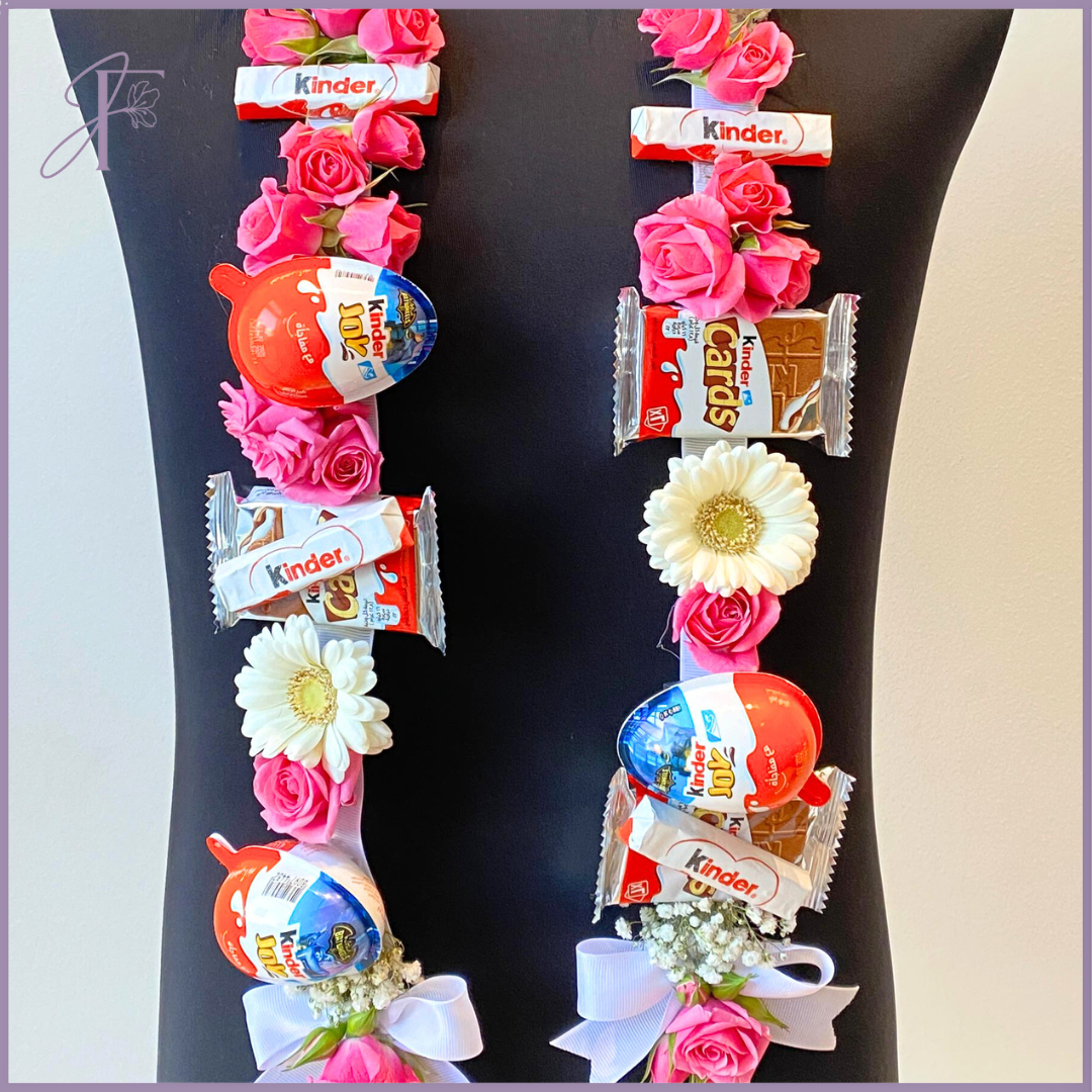 Pink Roses & Chocolate Floral Necklace - A Sweet Delight