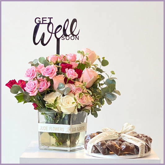 The Wellbeing Bloom - A Get Well Soon Gift Set with Roses & Chocolates – chocolate, delivered in Bahrain