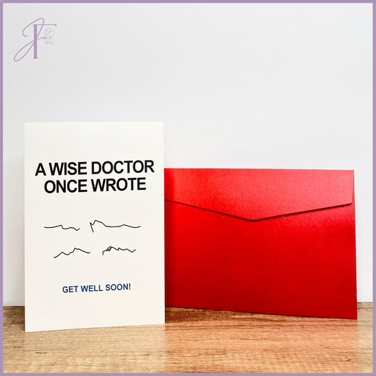 Wise Doctor Get Well Soon Card - Humorous Single Card with Red Envelope