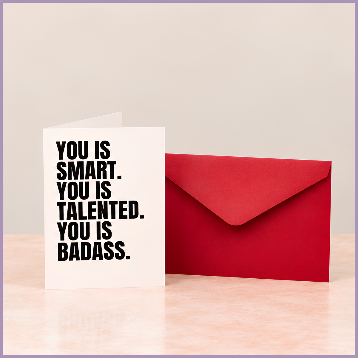 Bold black text encouragement card with red envelope – Jude Flowers Bahrain