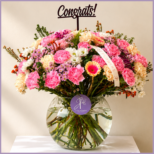 The Celebration Edit – Congratulations Pink Carnation Flower Vase